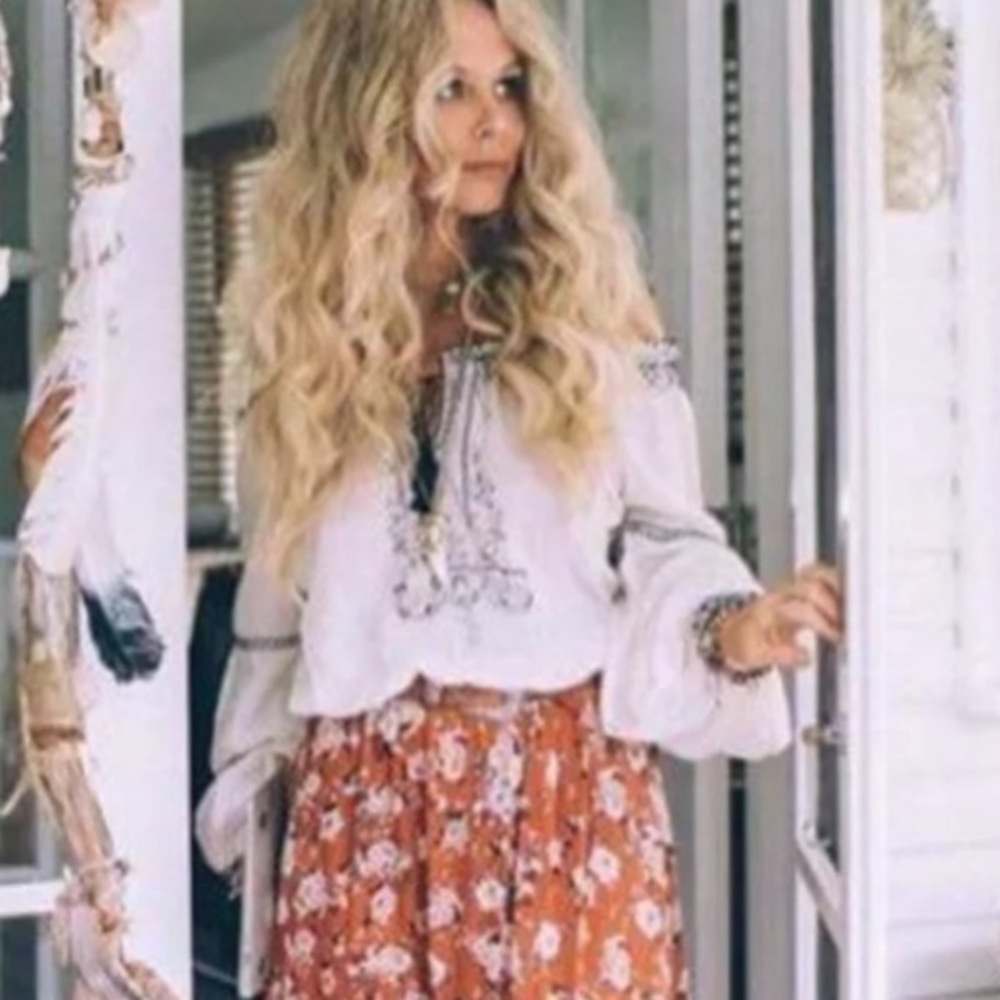 Spell Folklore boho Top in Ivory S preowned